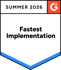 G2バッジ：Fastest Implementation