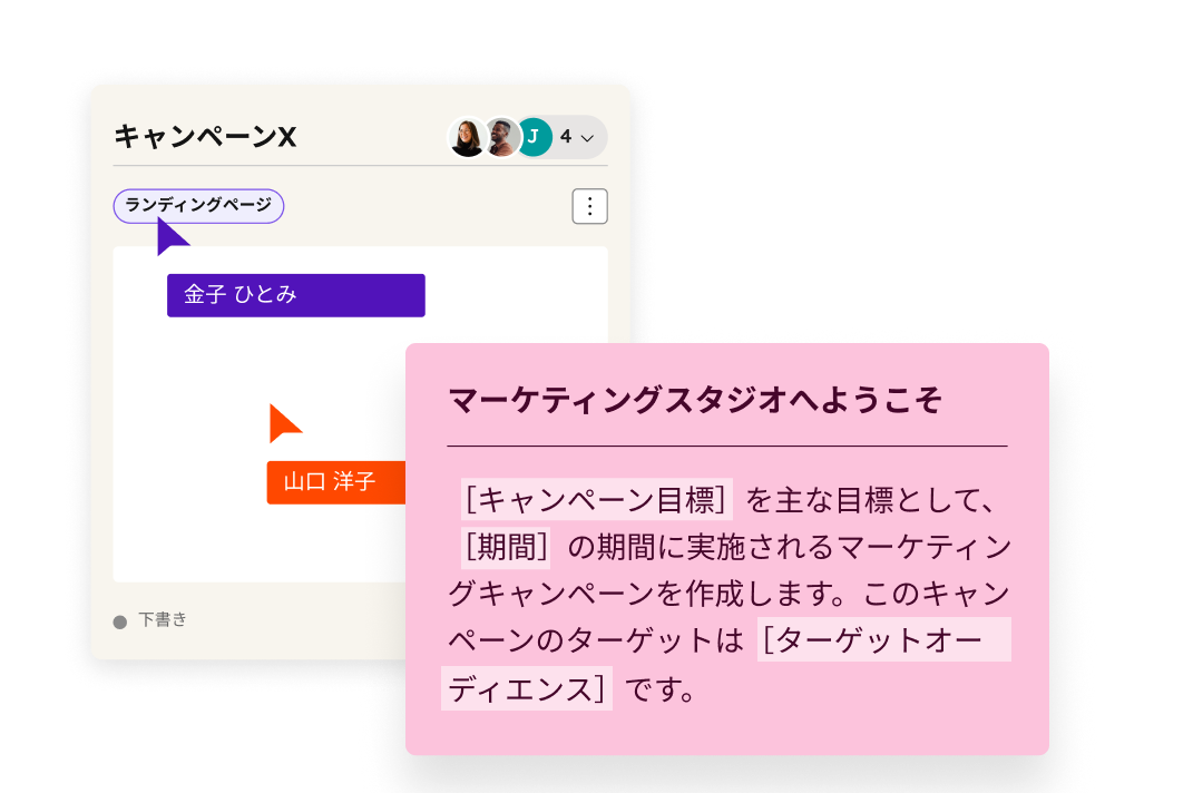 特定のキャンペーン 目標および定義されたターゲットオーディエンスを対象に特定の期間にわたって実施されるマーケティングキャンペーンを作成するようHubSpotに促すユーザーを表示します。