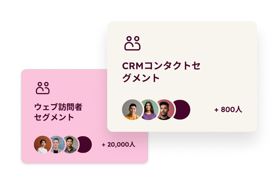 CRMコンタクトセグメントとウェブ訪問者セグメントという2種類のセグメントが表示されます。