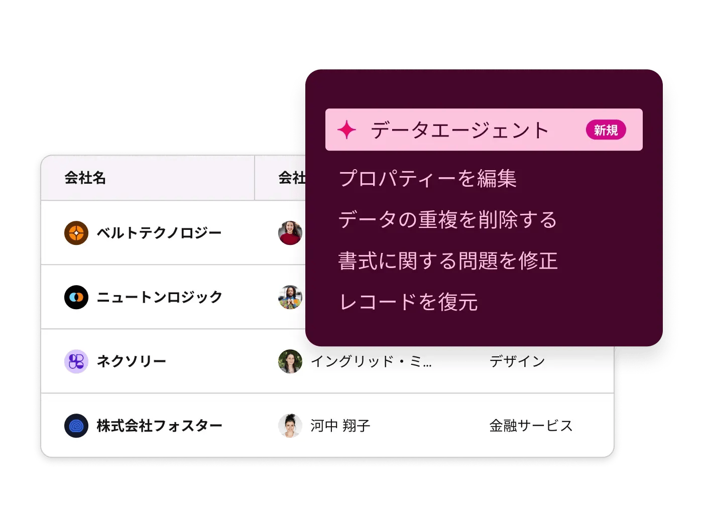 データエージェントの顧客インテリジェンスを表示するBreezeのシンプルなユーザーインターフェース