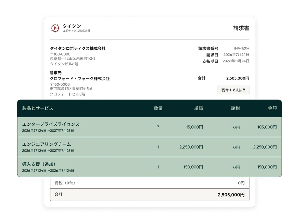 請求書ツール画面