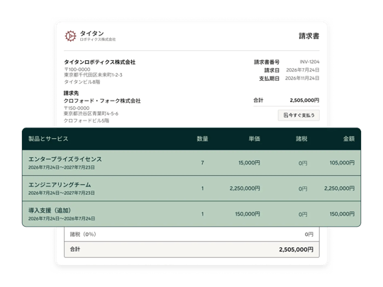 請求書ツール画面