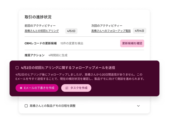 取引進行のボード通知