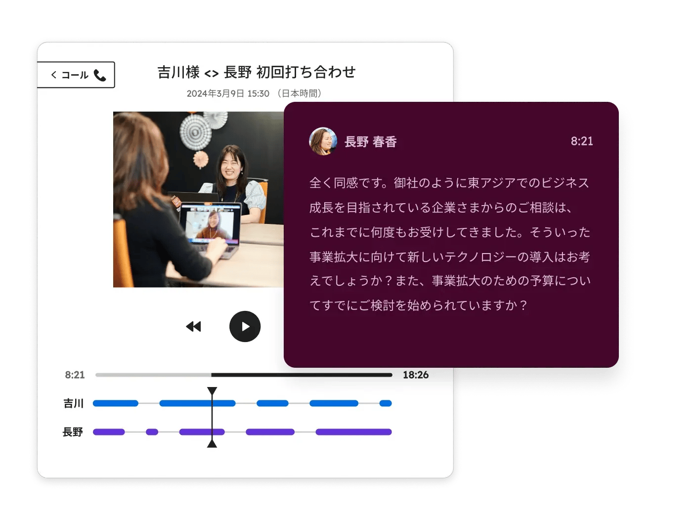 Service Hubのコミュニケーションインテリジェンスのインターフェース