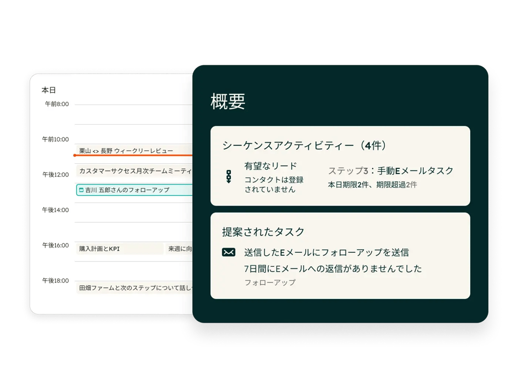 Sales Hubの営業ワークスペース画面