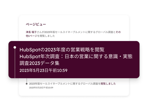 次のステップやタッチポイントを知るために、プロスペクトが表示したページを確認している画面