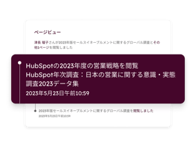 次のステップやタッチポイントを知るために、プロスペクトが表示したページを確認している画面