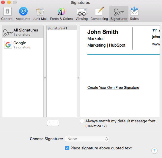 Email Signature in Apple Mail