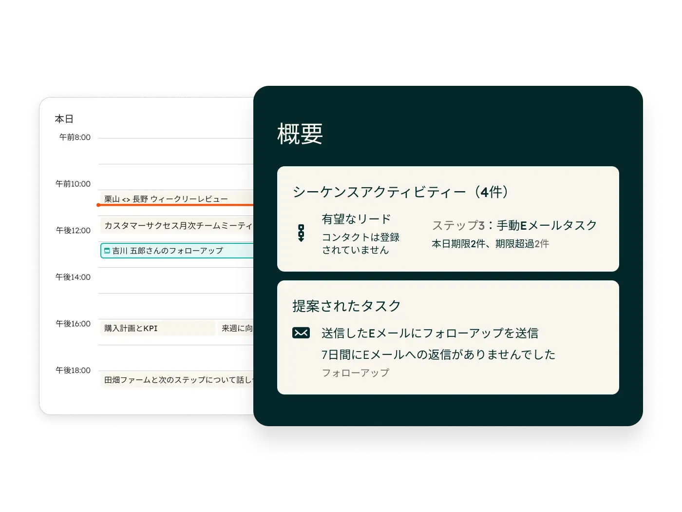 Sales Hubの営業ワークスペースを示したシンプルなユーザーインターフェース